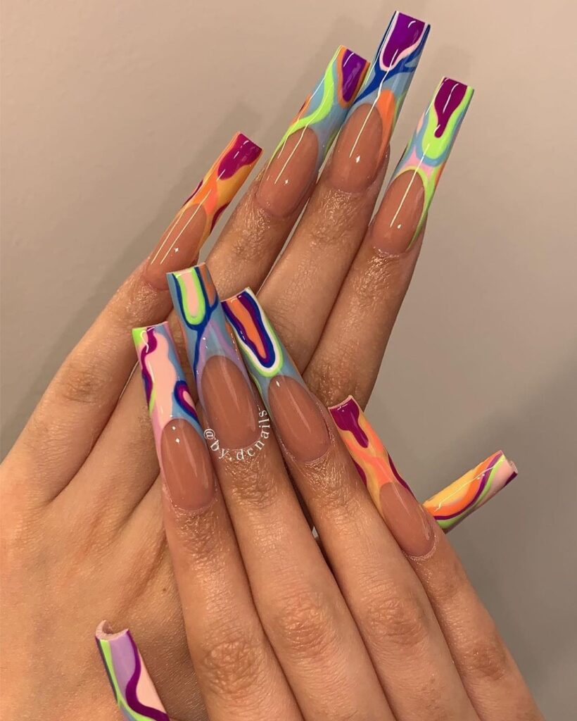 Psychedelic Coffin Drip nails