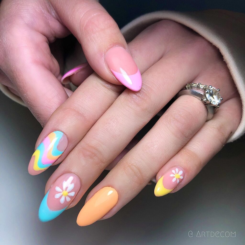Daisy French Colour-block nails