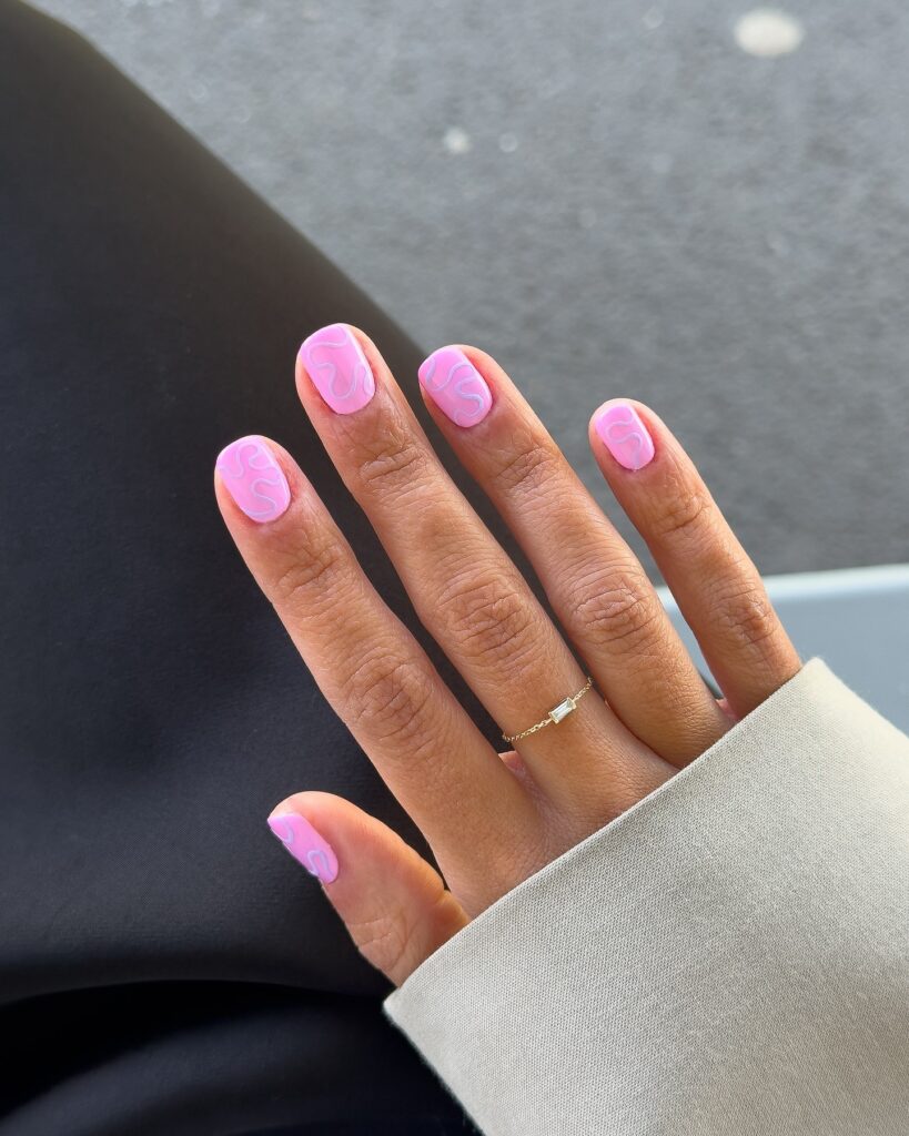 Baby Pink Swirls nails