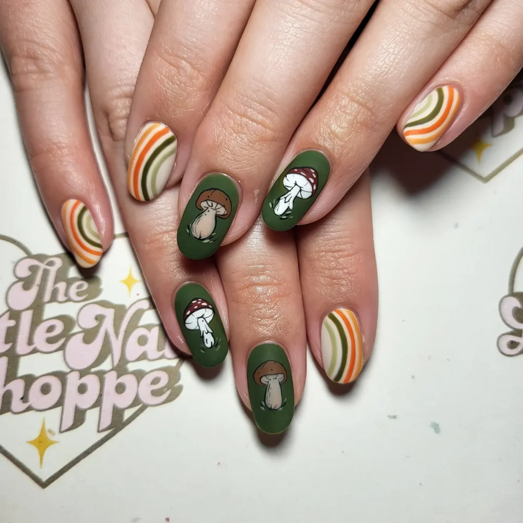 Mushroom Groovy nails