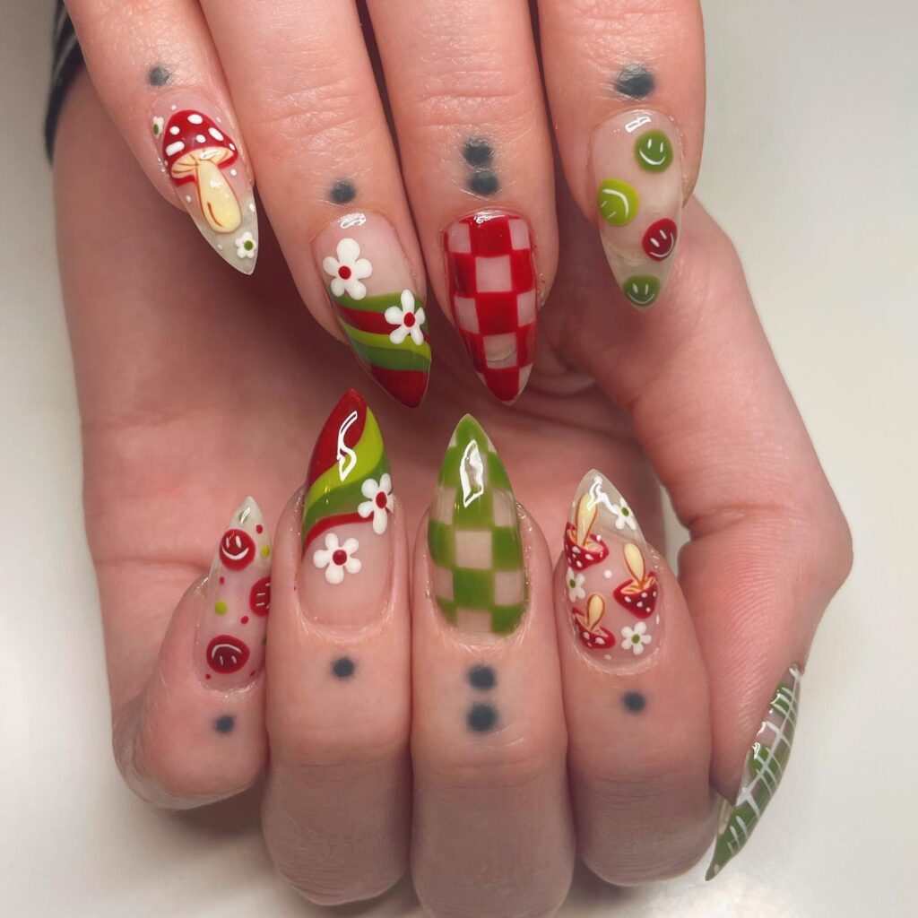 Mushroom Checker Garden nails