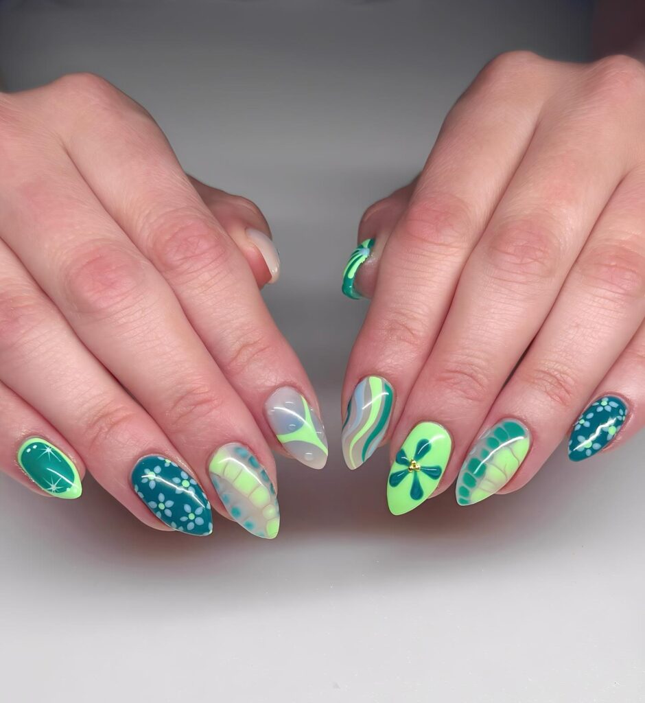 Botanical Green Medley nails