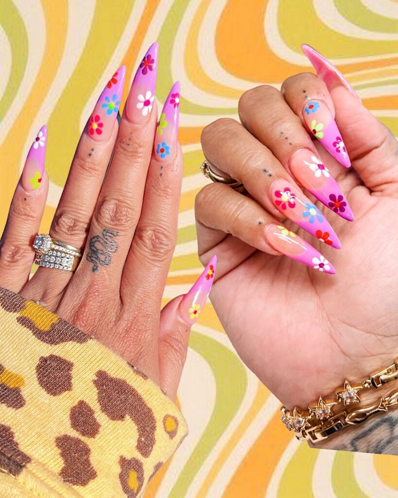 Flower Power Pink nails