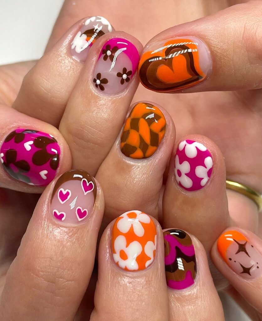 Chocolate Berry Hearts nails