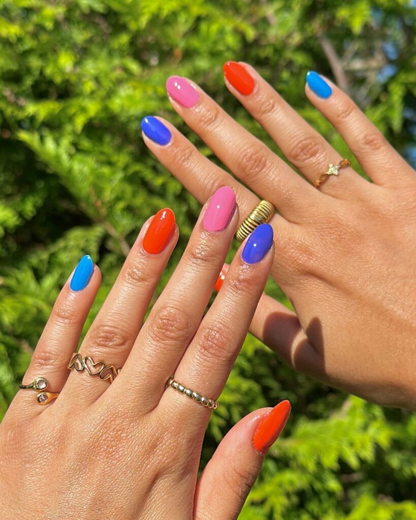 Summer Colour Block nails
