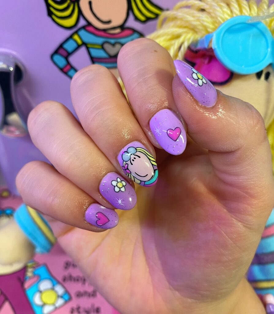 Lilac Cartoon Dreams nails