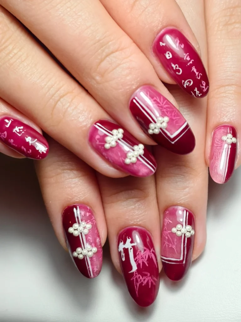 Crimson Pearl Lantern nails