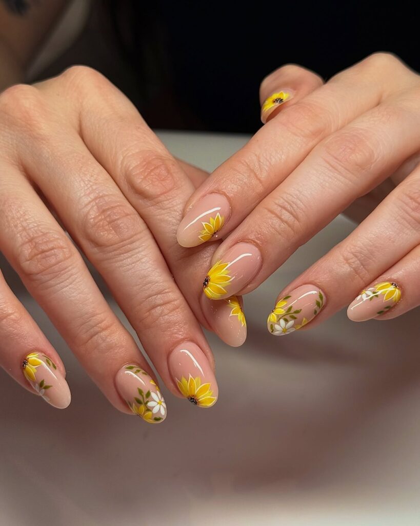 Daisy Mix Florals nails