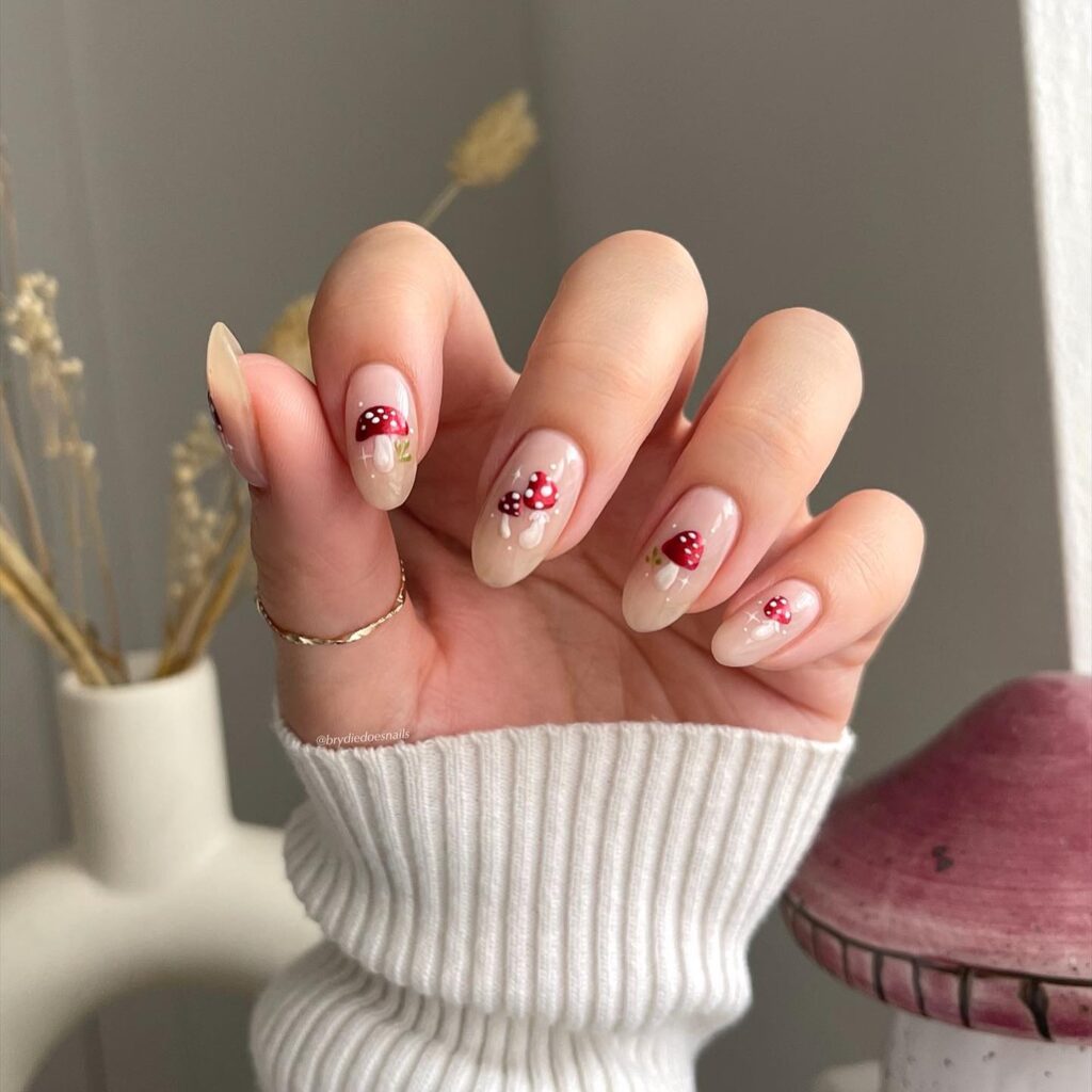 Bare Drip Mushrooms nails