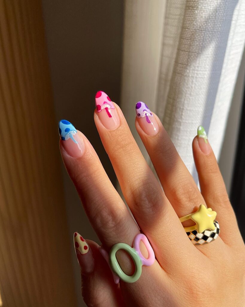 Rainbow Shroom Tips nails