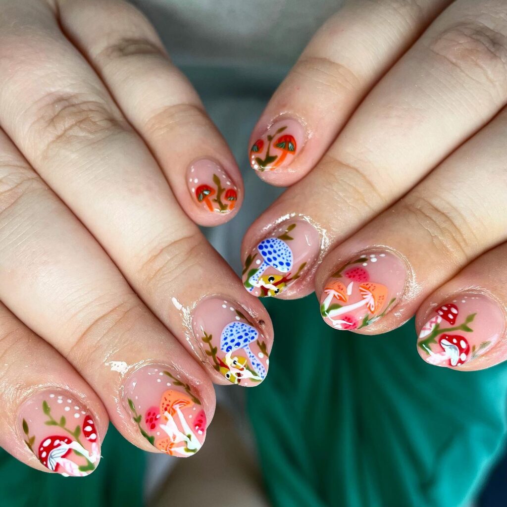 Garden Mushroom Medley nails
