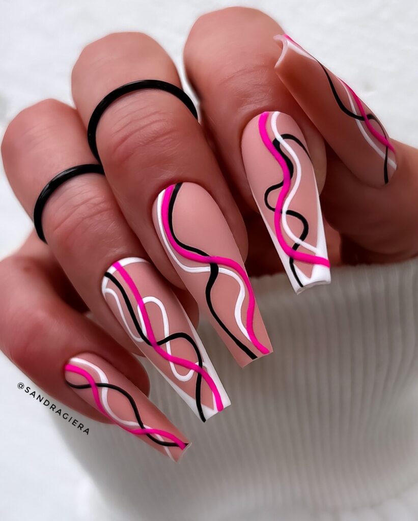 Neon Triple Swirl nails