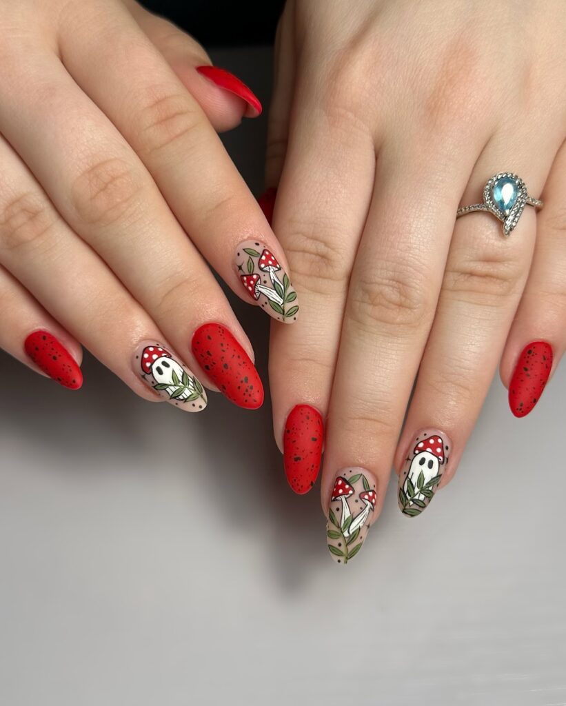 Red Speckle Ghost Shrooms nails