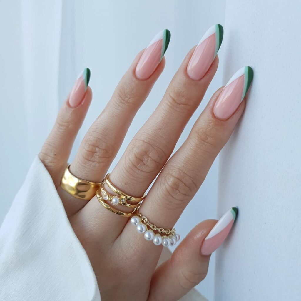 Forest Green French nails