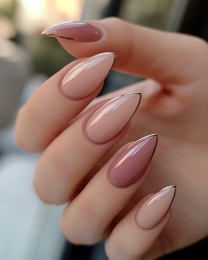 Rose Chrome Almond nails
