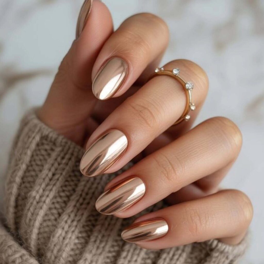 Rose Gold Chrome nails