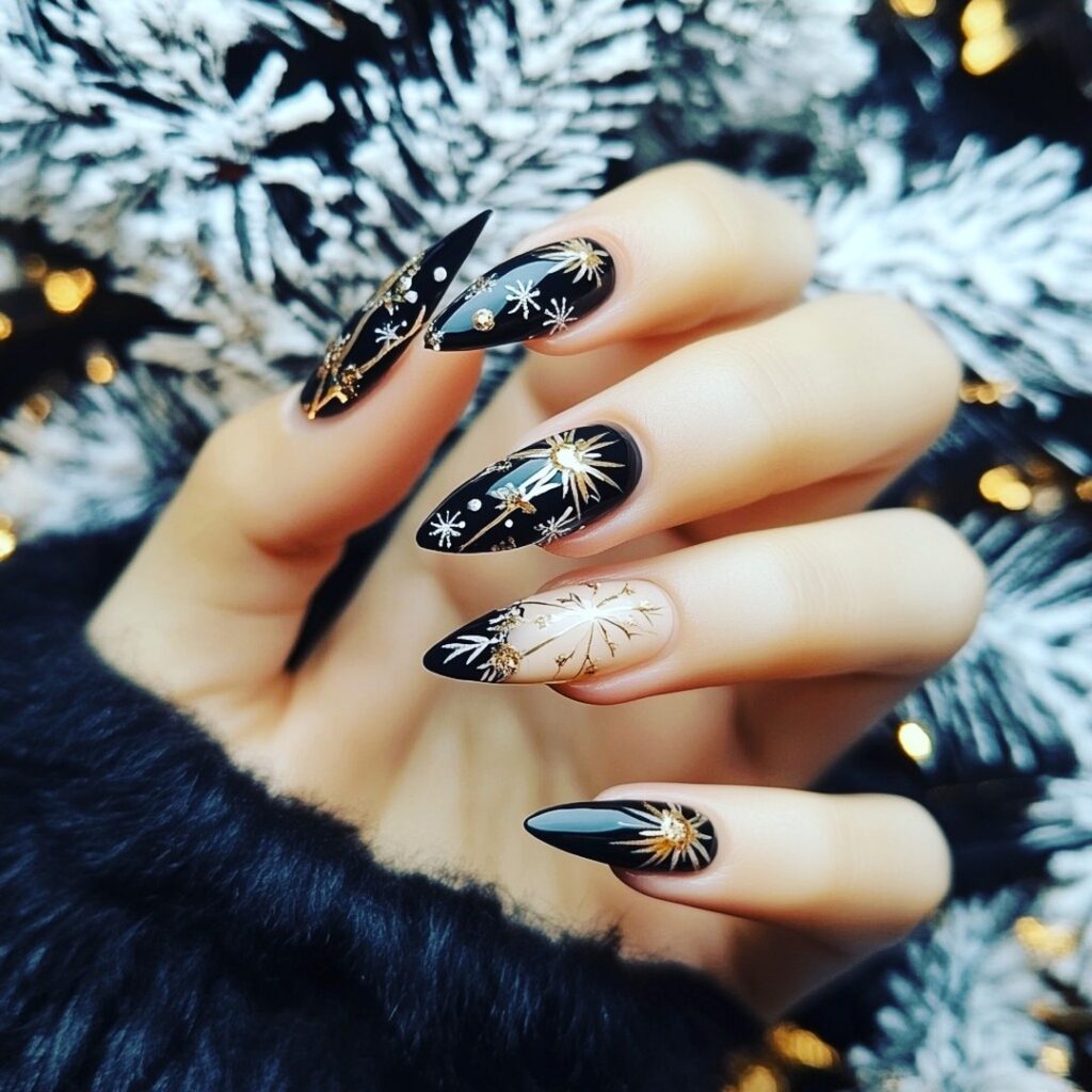 Midnight Starburst nails