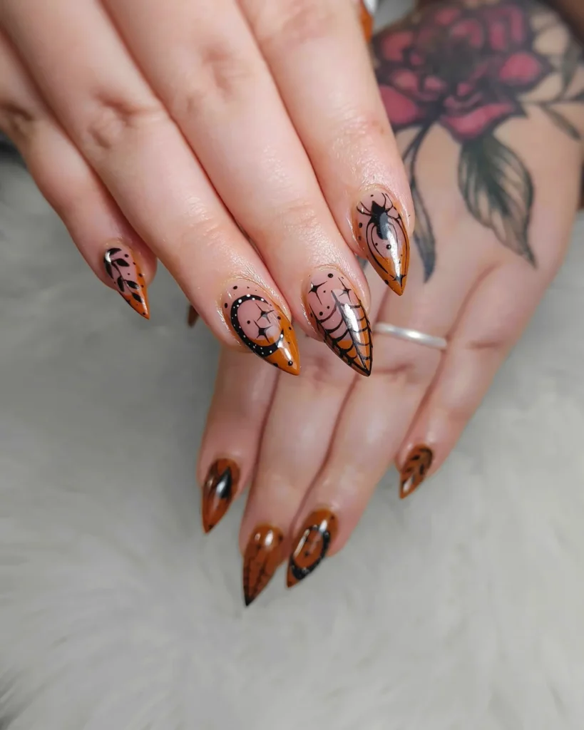 Burnt Amber Beetle nails