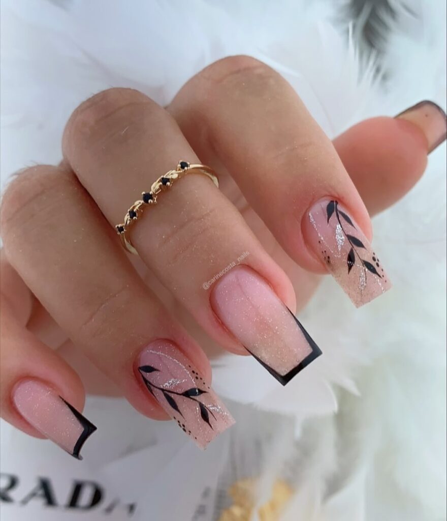 Sheer Black Botanicals nails