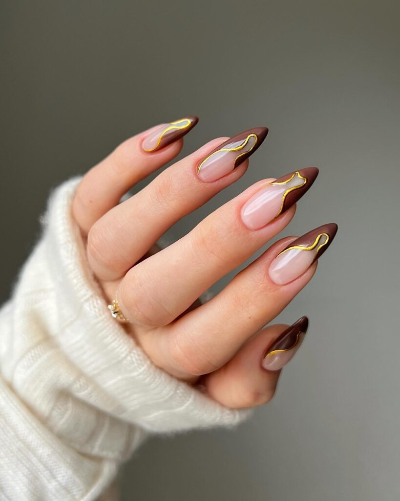 Mocha Wave French nails