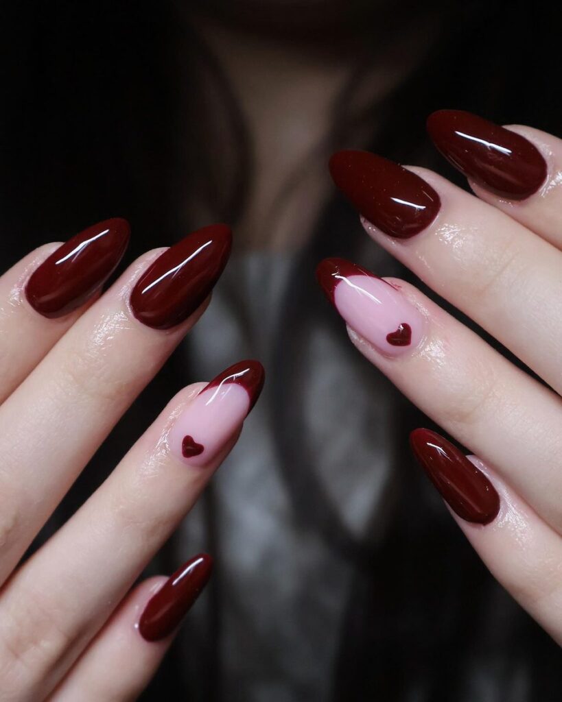 French Heart Tips nails