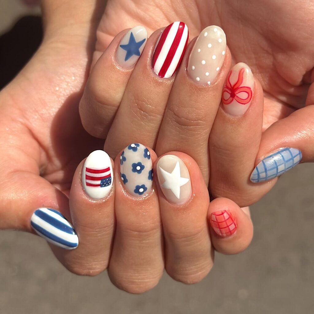 Cottagecore Patriot nails