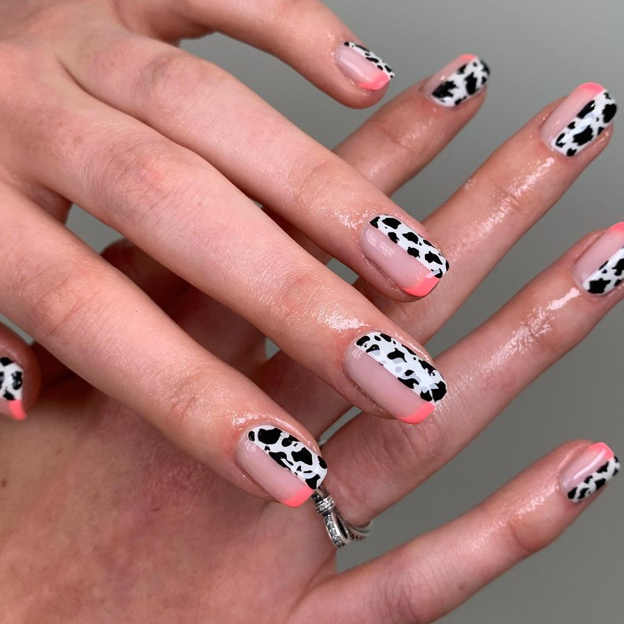 Cow Print Halves nails