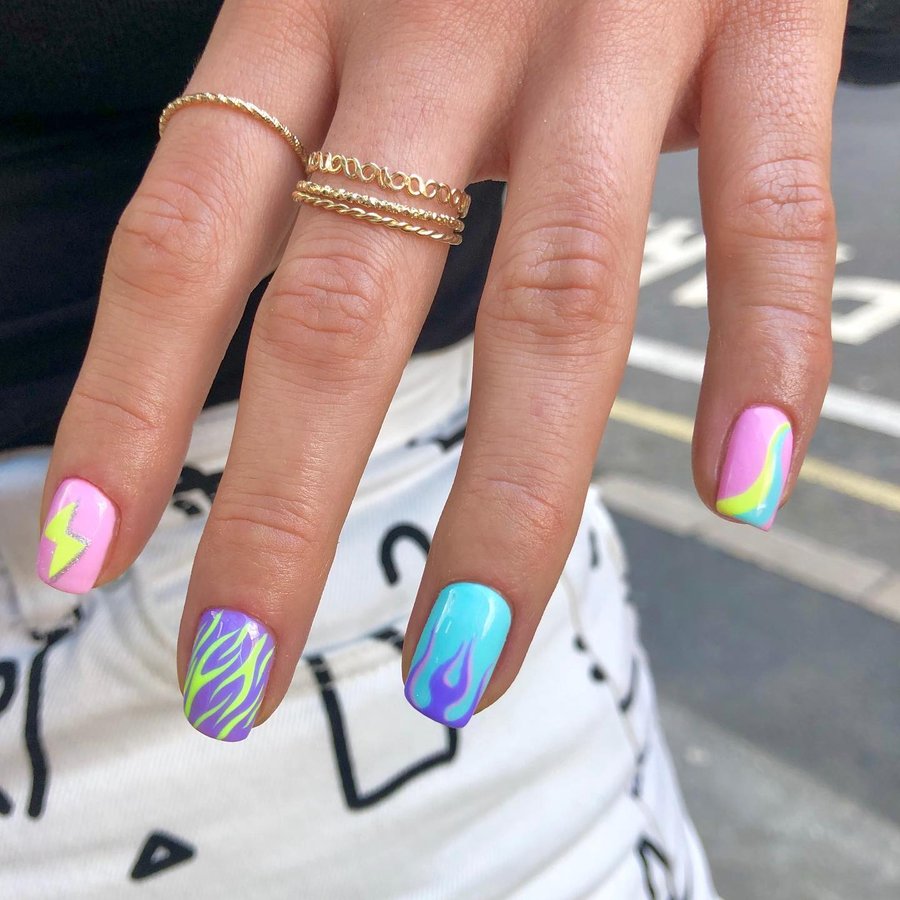Holographic Zebra Halves nails
