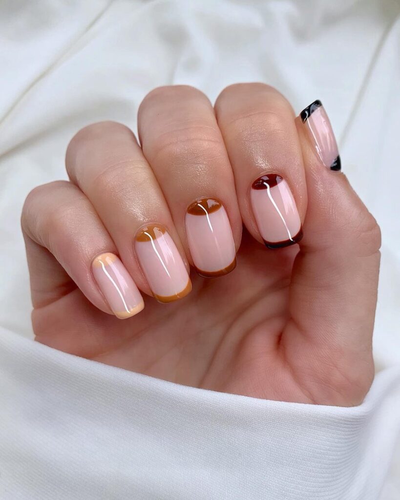 Nude & Black French nails
