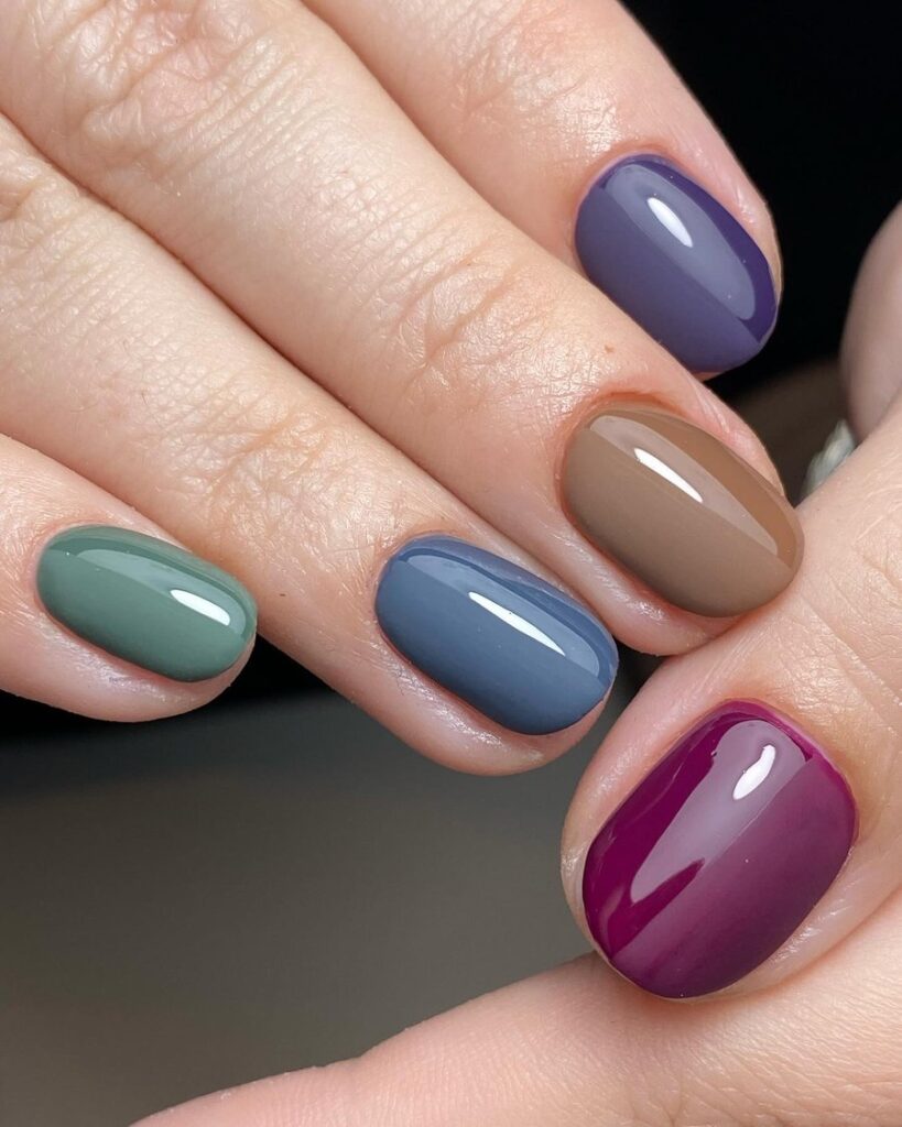 Muted Colour Block nails
