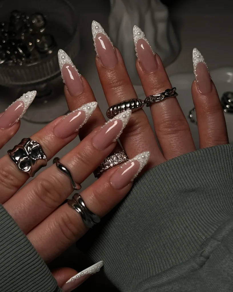 Opalescent Pearl Tips nails