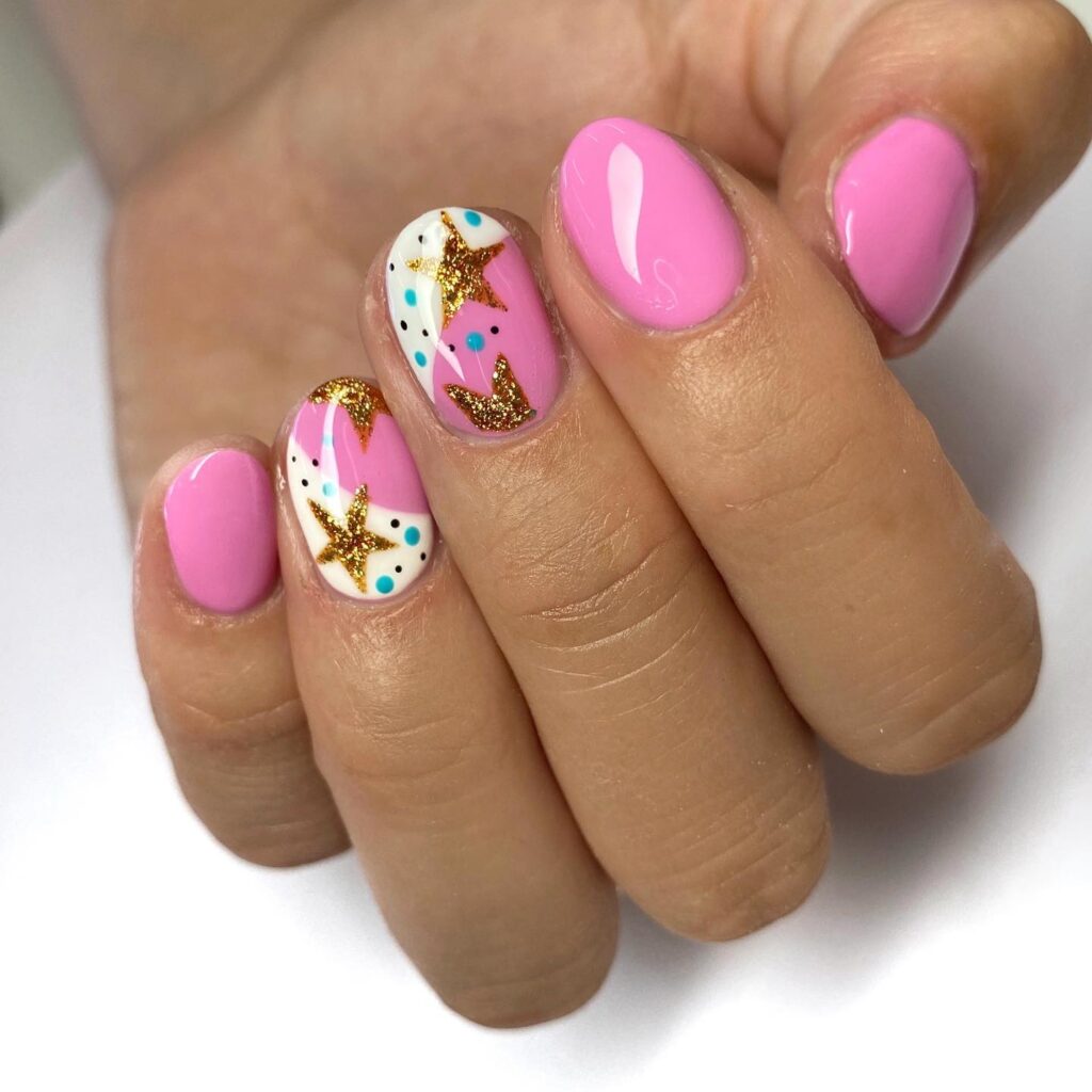 Pink Celestial Stars nails