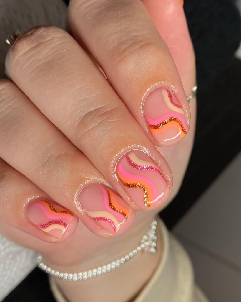 Sunset Wave Layers nails