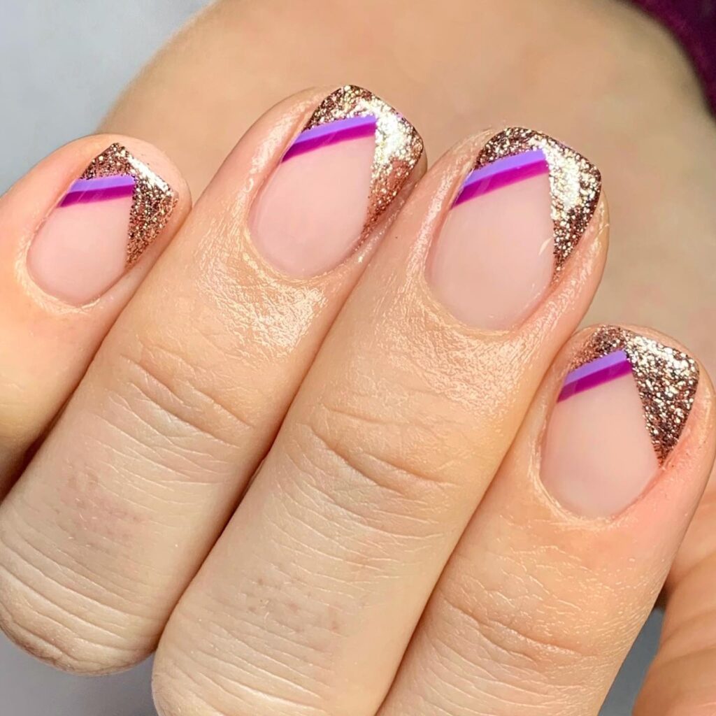 Rose Gold & Purple nails