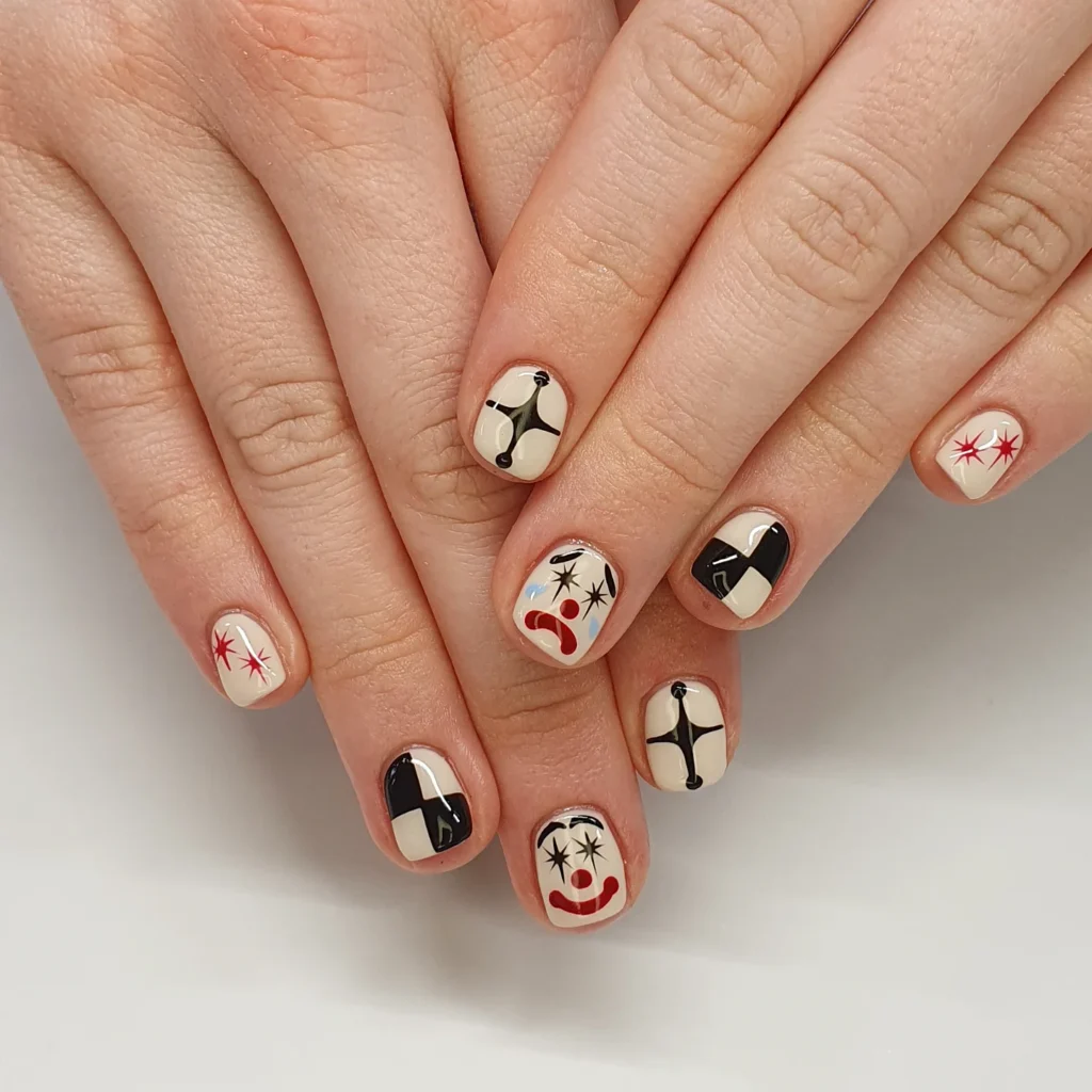 Retro Clown Circus nails