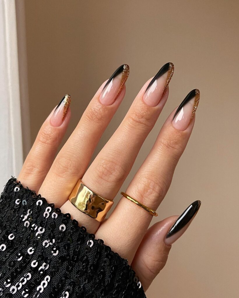 Black Gold French nails