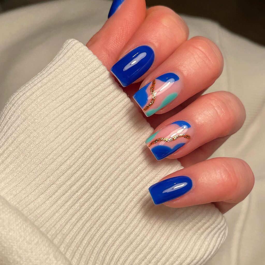 Royal Blue Art Deco Nails