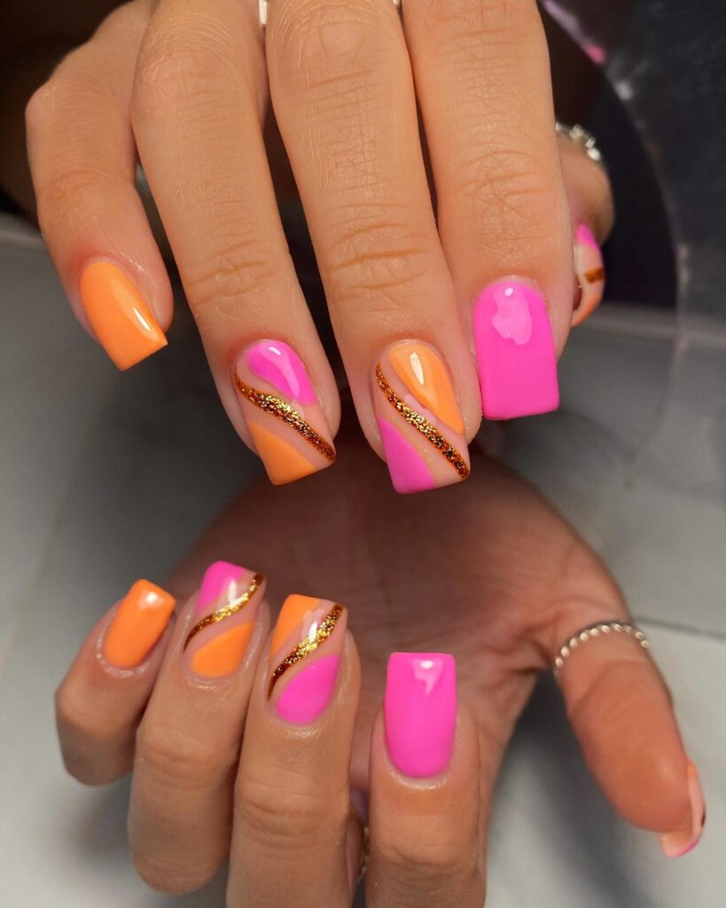 Neon Deco Diagonals nails