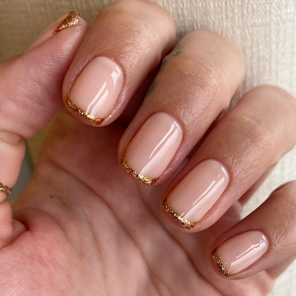 Nude Gold Lunula nails
