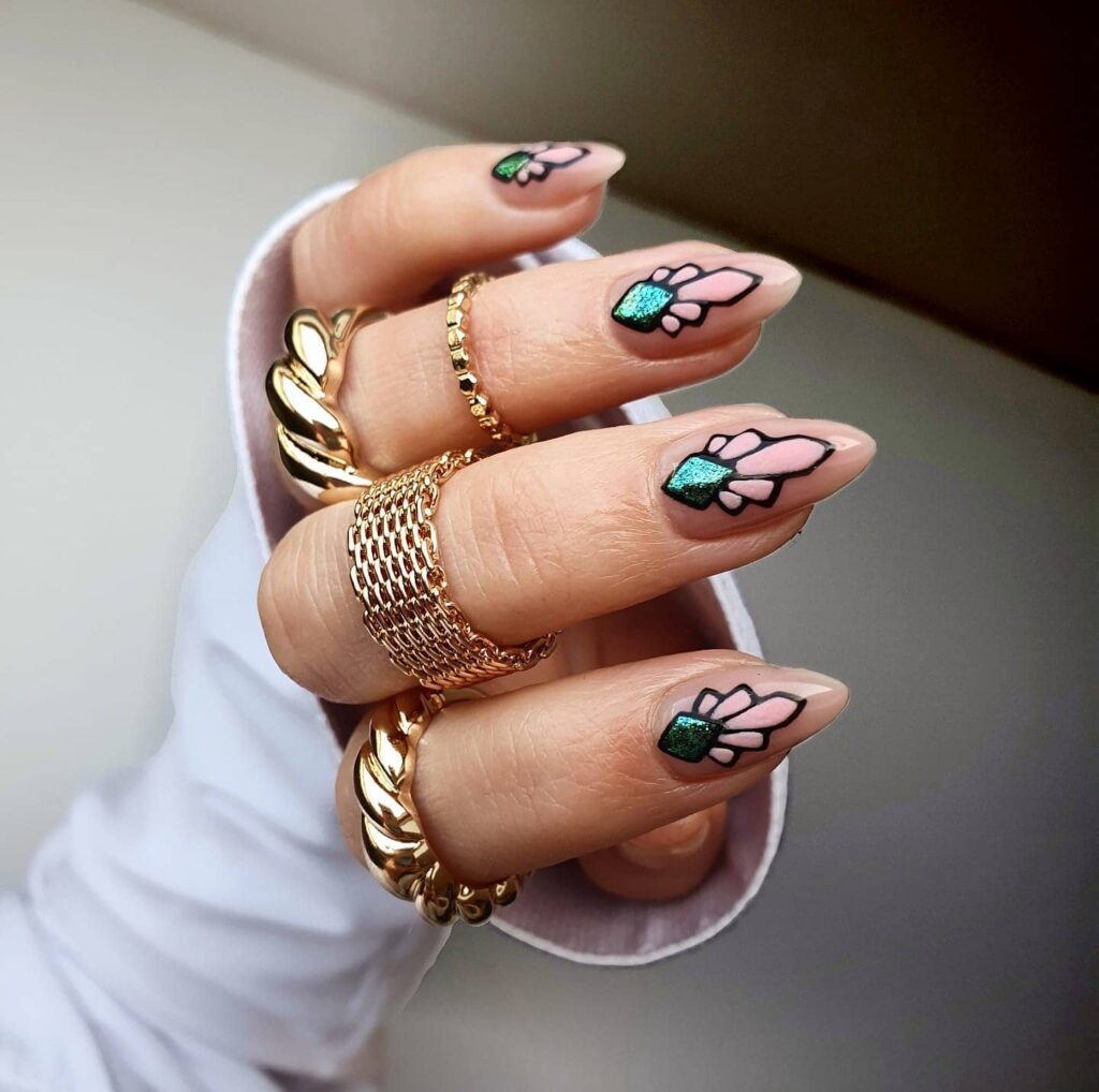 Stained Glass Lotus nails