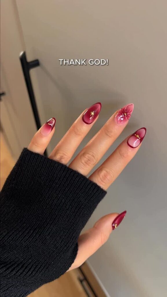 Cranberry Bloom nails