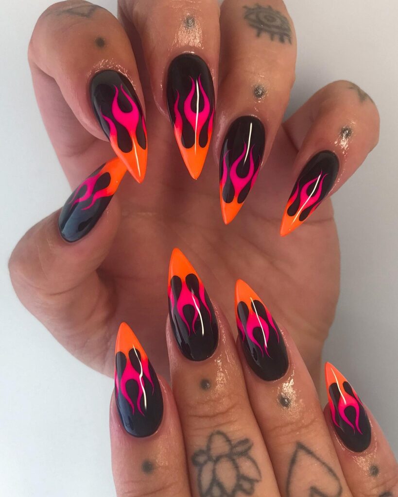 Neon Inferno Stilettos nails