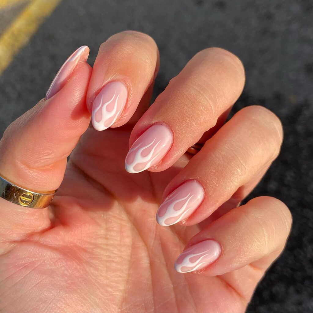 Blush Quiet Flames nails