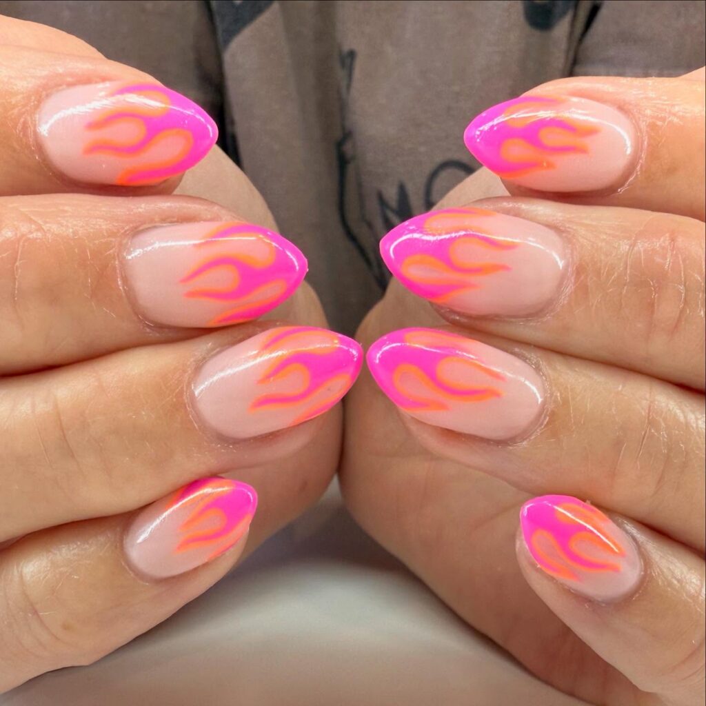 Hot Pink French nails