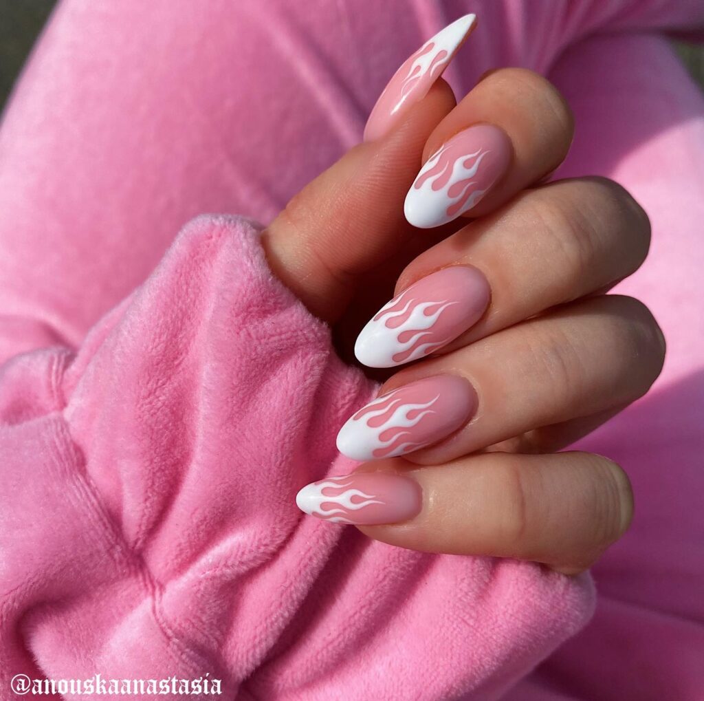 Pink & White Almond nails