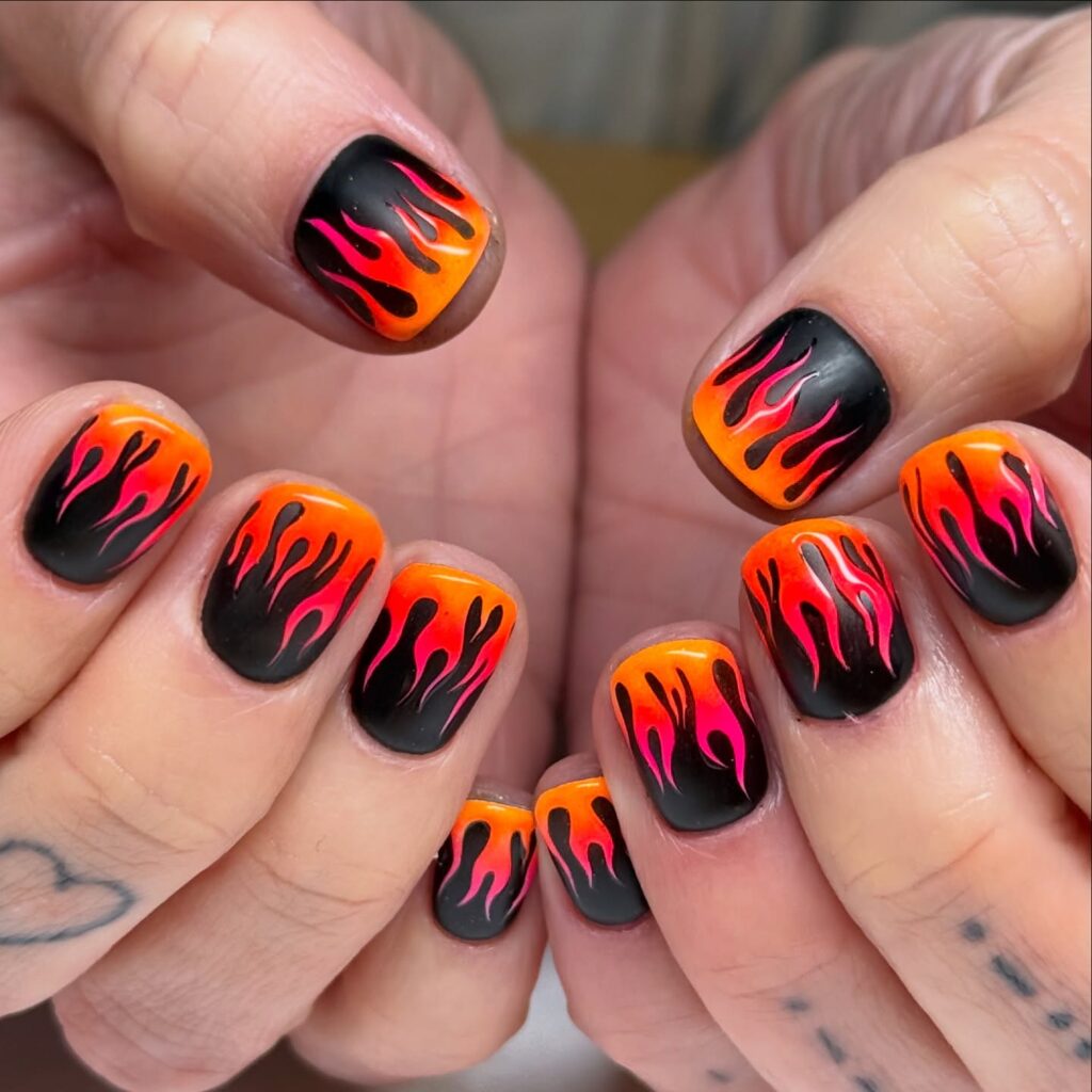 Matte Dark Inferno nails