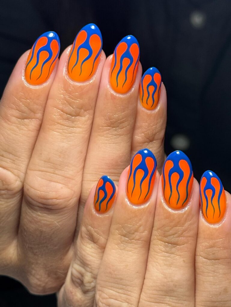 Orange & Blue nails
