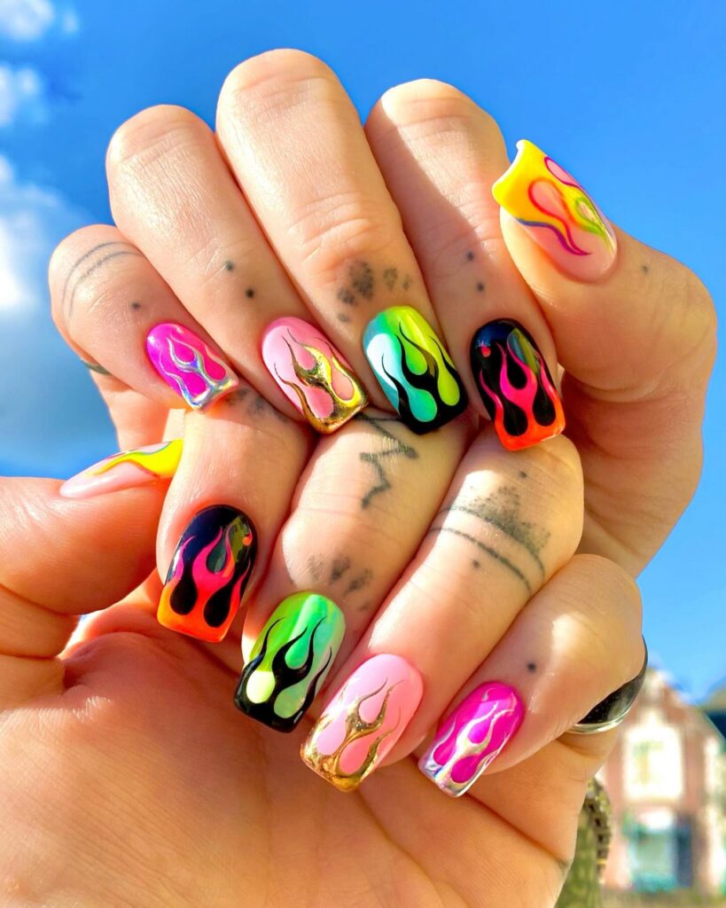 Festival Flame Collage nails