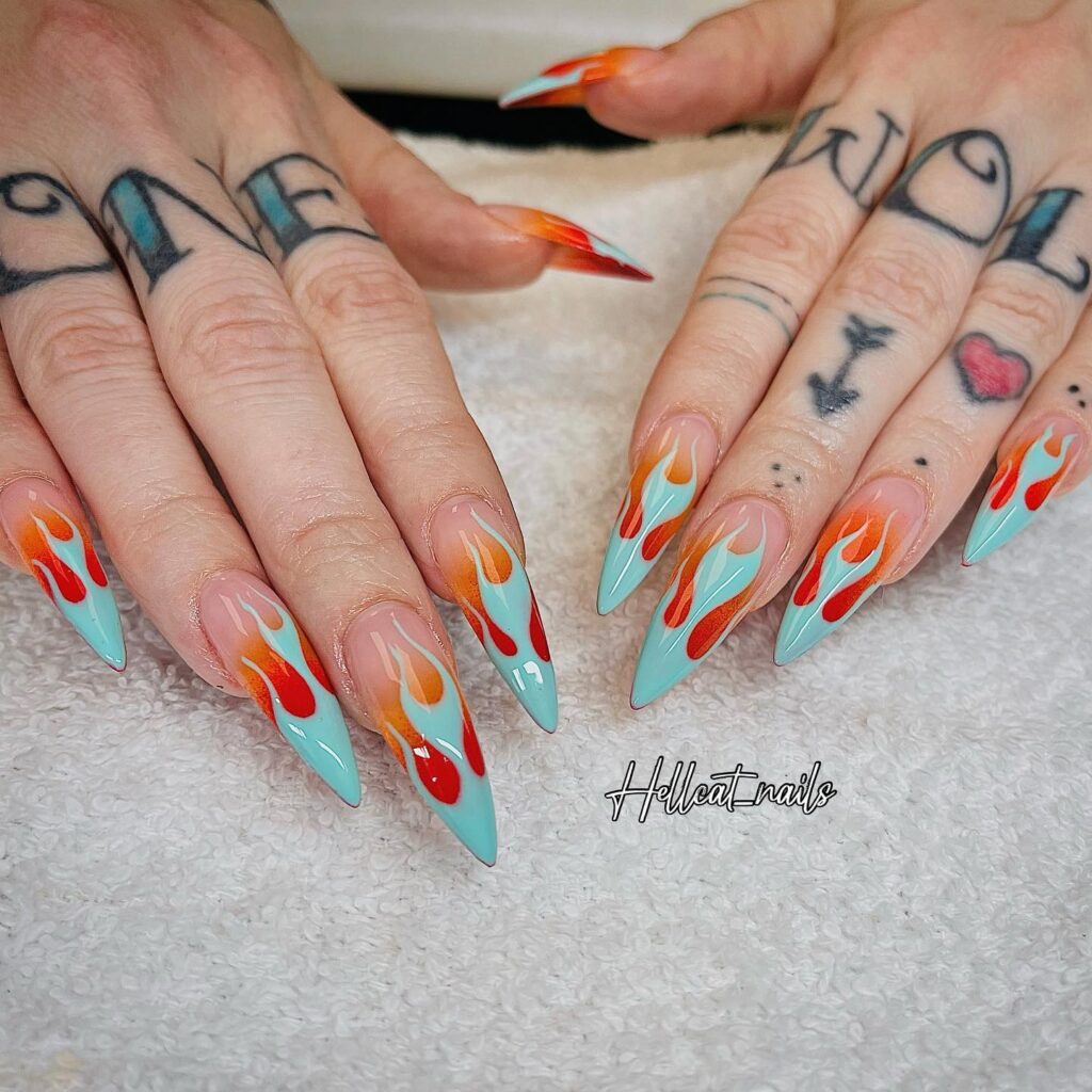 Ice & Fire Stilettos nails