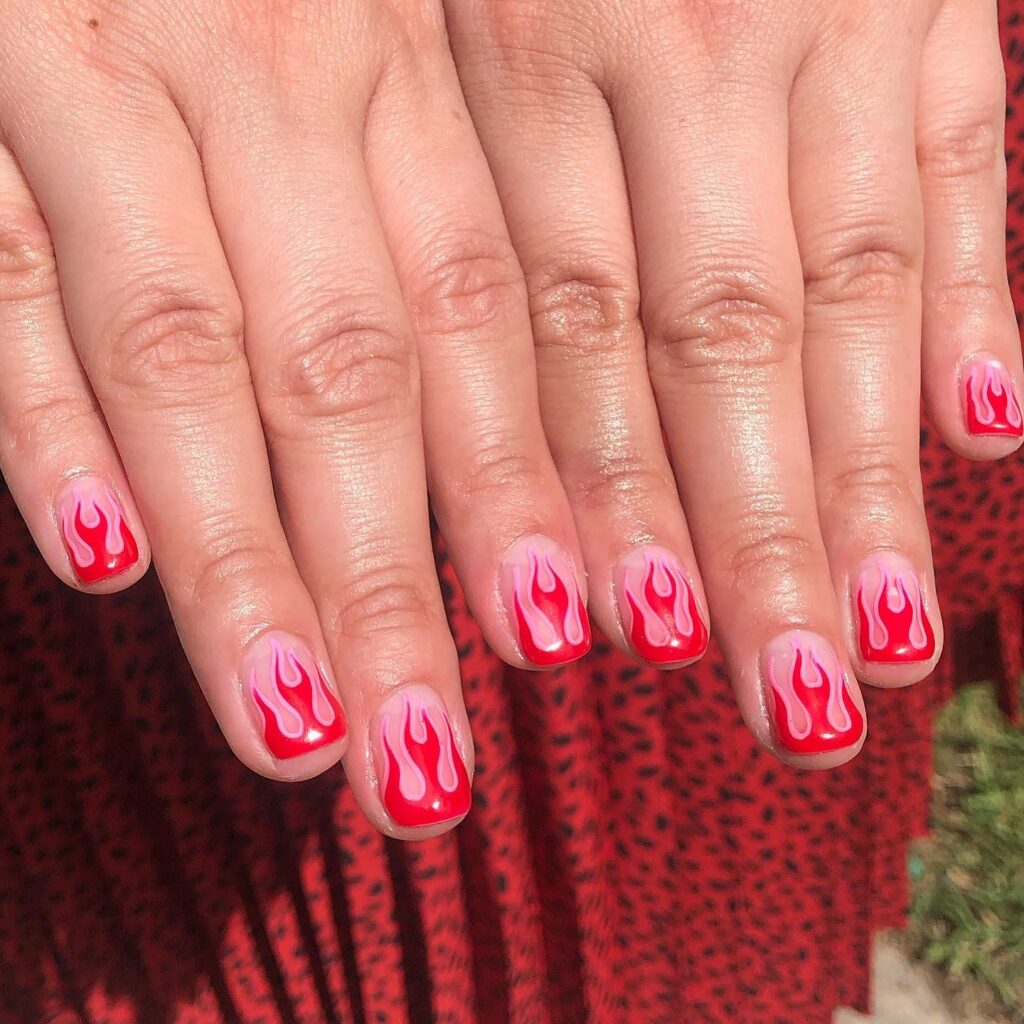 Cherry Red Duo-Chrome nails